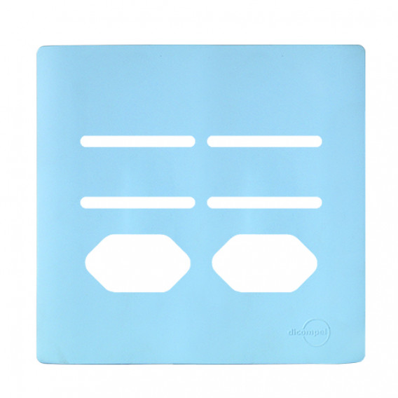 Placa p/ 4 Interruptores + 2  Tomada 4x4 - Novara Celeste